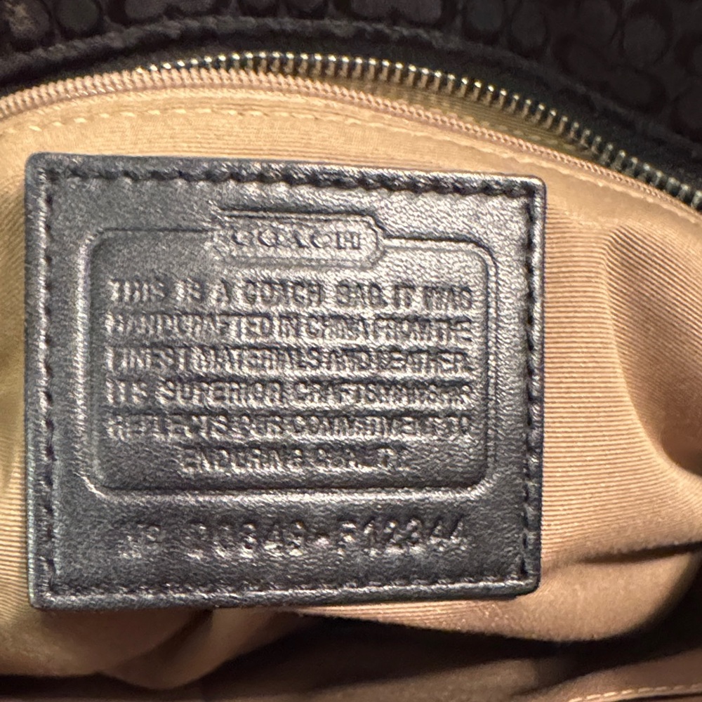Coach Black Leather Interior Creed Patch with Tan Lining - Picture 4 of 5